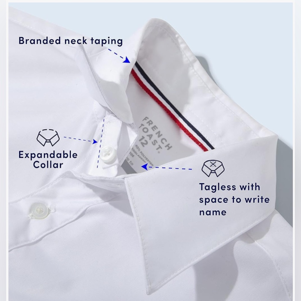 French Toast Bundle of 3 Boys' Short Sleeve Classic Poplin Dress Shirt - White - Picture 7 of 16